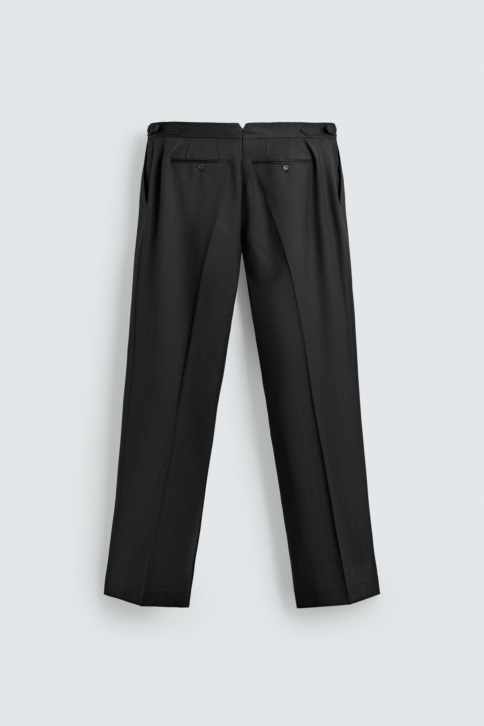 100% WOOL PLEATED SUIT PANTS